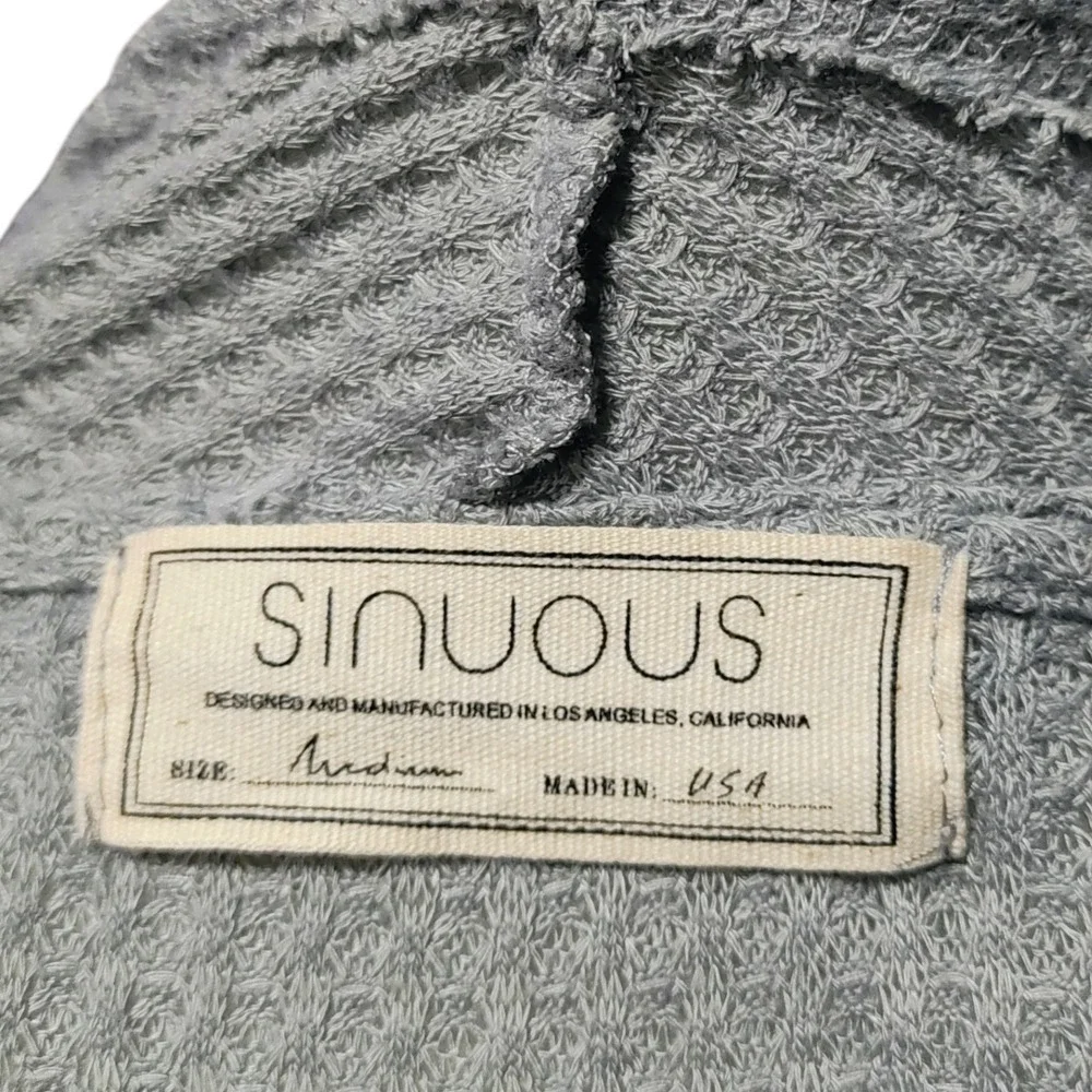 Sinuous Gray Waffle Knit Cardigan Open Front Cozy Layer Made‎ in USA Size Medium